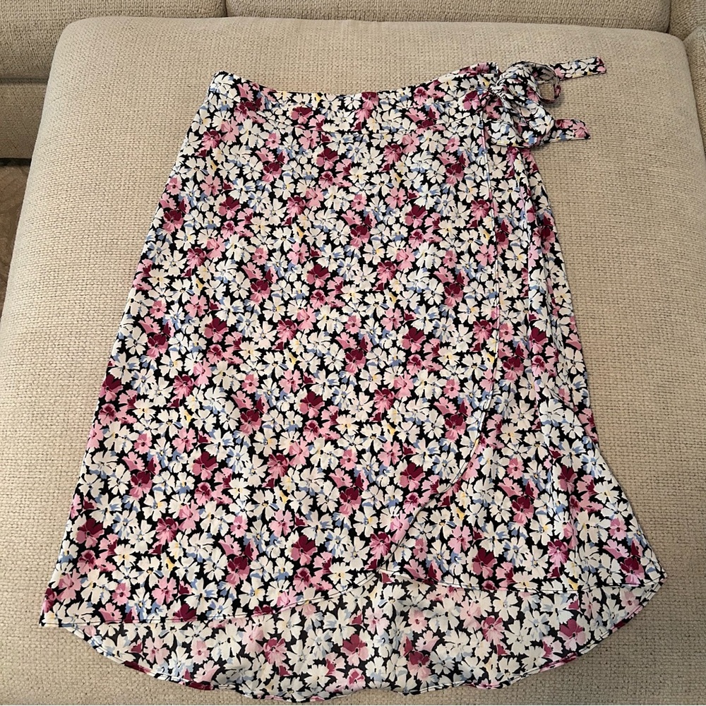 NWT | LOFT Floral Midi Skirt in Pink and White